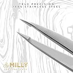 Pointed Tweezers | High Carbon Stainless Steel Needle Nose | Fine Point Precision Hair Removal | Perfectly Aligned & Hand-Filed Sharp | Silver - Image 4