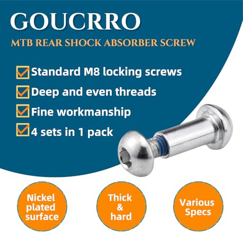 Goucrro MTB Rear Shock Absorber M8 Screws 25-86mm 4 Sets(Silver,70MM) - image 3