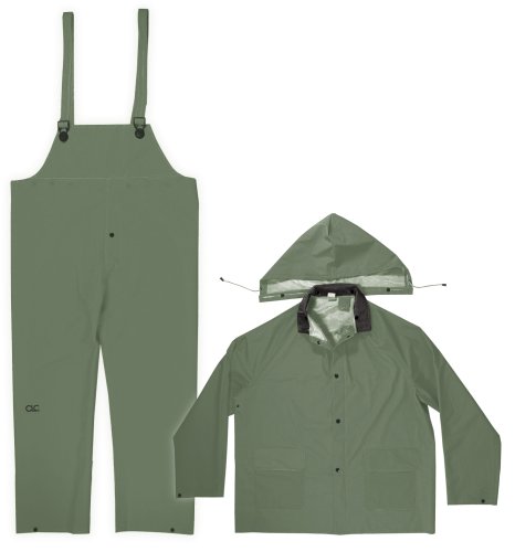 CLC Custom Leathercraft Rain Wear R131L .35MM Green 3-Piece Rain Suit, Large