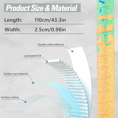 AKAIXI 2 Pack 0.5mm Pro Feel Green Ice Cream Drip Baseball Bat Grip Tapes — view 3