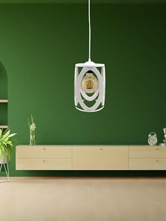 End striyel Beyaz Metal Oval Model Tekli Sark t Salon Hol Mutfak Avize Modelleri [Enerji S n f  A]