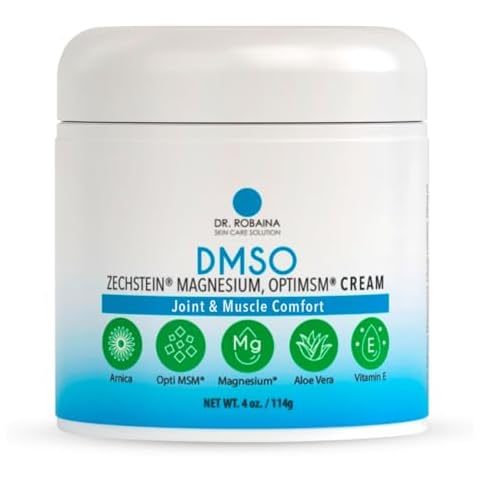 Dr. Robaina DMSO Cream - 99.9% Pure Pharmaceutical Grade | Skin Relief Formula with Zechstein Magnesium, Arnica, Aloe Vera, Vitamin E | Muscle & Joint Comfort | 4 oz | Made in USA Cover