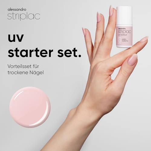 alessandro Striplac UV Nagellack Set - Trockene Nägel - Bis zu 15 Tage Halt ohne Absplittern - Leichtes Entfernen - Schonend & Vegan - Inkl. LED-Lampe