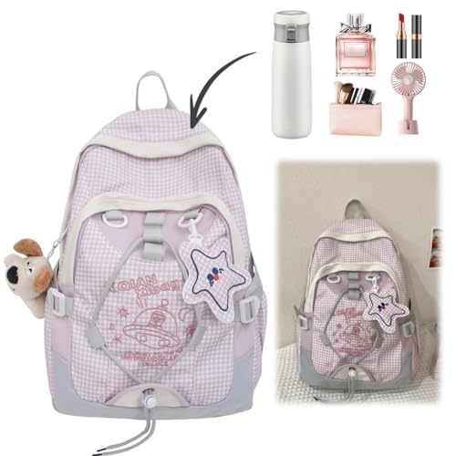 Zipper schools Bag with Star Pendant Double Shoulder Bag for Kids teens Boys Girls2