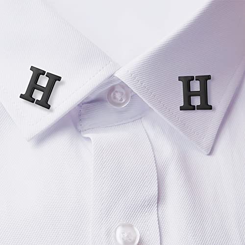 Image of HONEY BEAR Initial Alphabet Letter Lapel Pins Collar Badge Brooches for Mens /Womens Shirt Dress Decoration Black