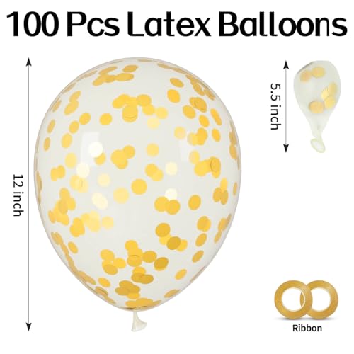 Image of 100pcs Gold Confetti Balloons 12 inch | Gold Confetti balloon for Balloon Garland or Arch, Graduation Birthday Wedding, Engagement, New Years Party Decorations