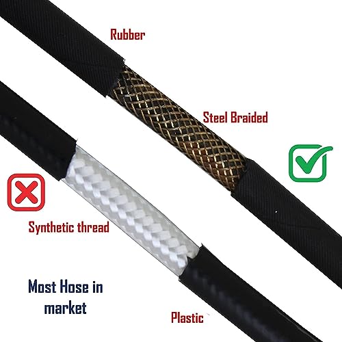 Image of Pressure Washer Hose Pipe | 6 Meter | Steel Braided Rubber | Compatible With all types of Pressure Washers | Heavy-Duty Construction | Black Molded Pipe | Explosion Proof
