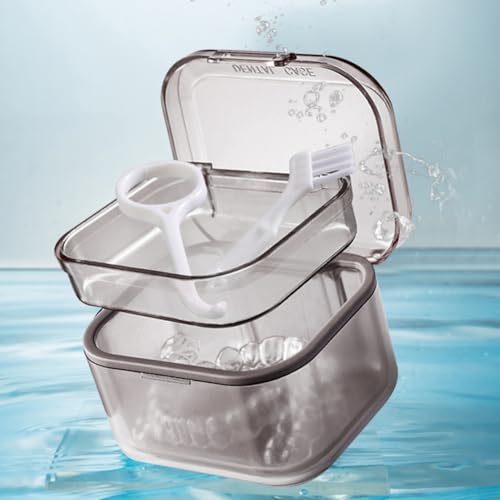 Violotoris 3 Layers Retainer Case, Retainer Box, Removable Storage, Drain Storage, Soaking Layer, Tightly, for Long-Term Use(Black)