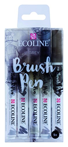Talens Ecoline 5 brush pens 'Grey'