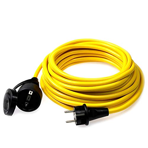 as - Schwabe 60355 Kabel Przedłużający Zbiornik Zewnętrzny z Wtyczką Schuko/Euro, IP44, 230 V/16 A, Długość Kabla 25 m, Żółty