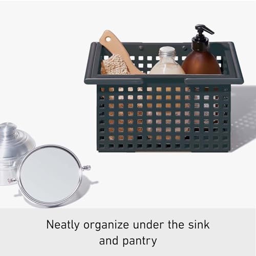 Panier de rangement empilable Like-It Tote M gris pour placards encombrés