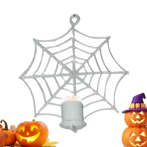 Portavelas de Halloween - Portavelas con Telaraña - Soporte Gótico Estilo Festivo Decoración Mural Fiesta Hogar Dormitorio