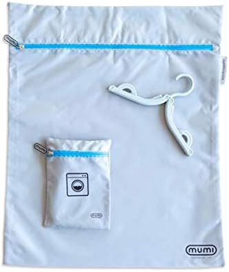 mumi Travel Laundry Bag, Moisture and Smell-Proof, Wash Bags Separate Laundry from Clean Clothes, with Folding Hanger and Outer Bag