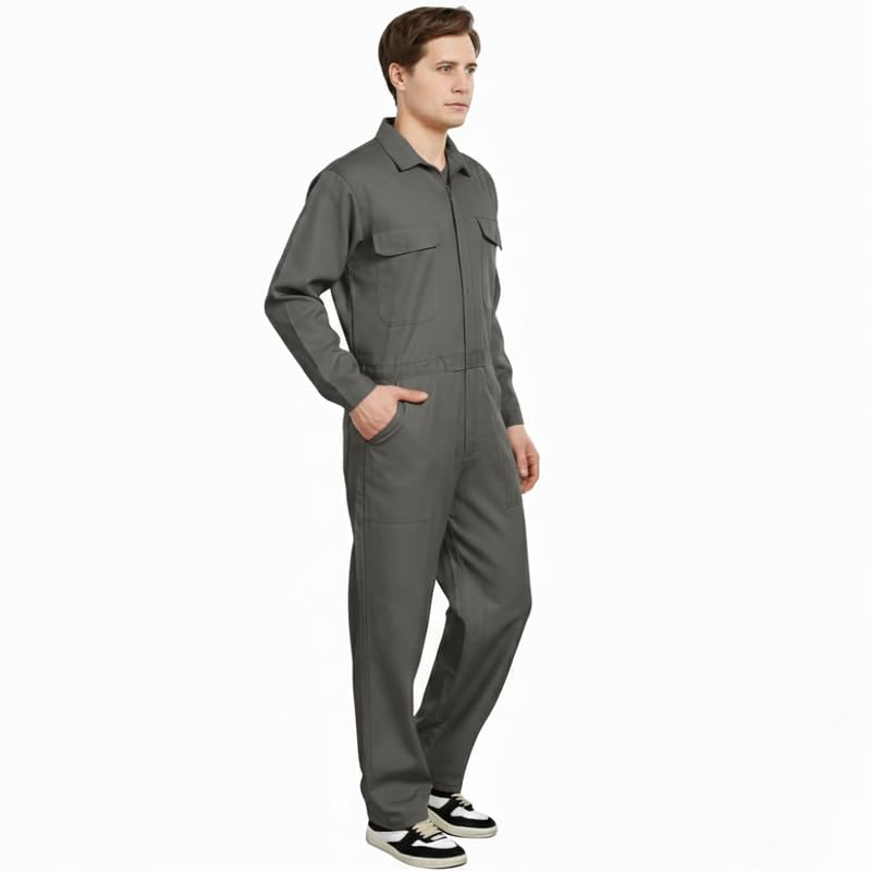 Image of Trendy Uniform Plain Boiler Suit Men'S Cotton boiler suit /boiler suit For Industrial /Full Sleeves Coverall /Mechanic Painter Workwear, Size-XXL, Colour-Grey