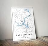MG Global Map of Lake Sinclair, Georgia, United States, Lake House Map, Lake Wall Art, 12'x18' 16'x24' 24'x36' Lake Poster, Home Décor Gift