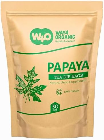 Papaya Leaf Tea Bags, Dried Tender Leaves Tea, 30 Count, Shadow dried, Pleasant Taste, Caffeine Free (Pack of 1)