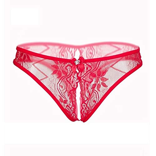 Tangas Sexy De Rendas Com Abertura Frontal (Vermelho, Único)