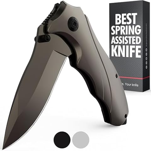 Grand Way Pocket Knife for Men - Best Folding Knives with Glass Breaker and Pocket Clip - Tactical Camping Hunting Fishing EDC Survival Knife - Gifts for Men - 6495 Cover