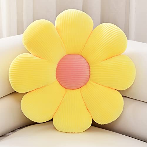 Sioloc Flower Pillow,Flower Shaped Throw Pillow Butt Cushion Flower Floor Pillow,Seating Cushion,Cute Room Decor & Plush Pillow For Bedroom Sofa Chair(Yellow,15.7" ), 1 Count (Pack Of 1) #TOP29