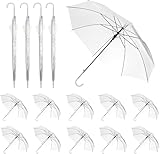 CODOHI 15 Stück Klarsicht Regenschirme 95 cm für Hochzeit, Große Transparente Kuppelschirme mit 8 Rippen, Weißer Halbdurchsichtiger Schirm mit Automatikgriff für Damen, Herren, Braut & Brautjungfern