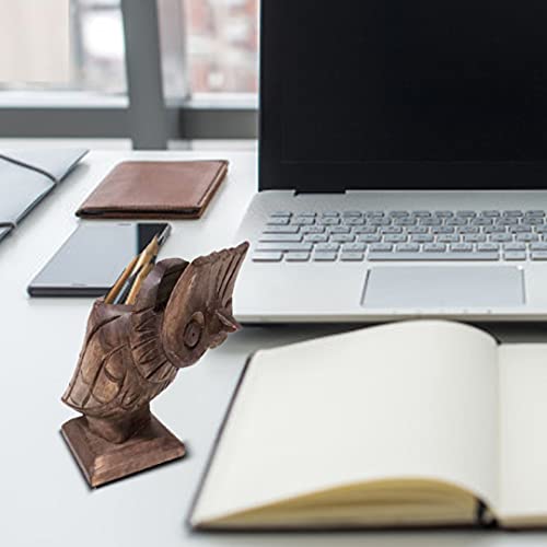 Store Indya Wooden Owl Spectacle Eyeglass Sunglasses Holder With Pen Holder Hand Carved From Mango Wood -4 X 4.25 X 6.5’’ (Lxwxh) Decorative Accessories For Home And Office #TOP4