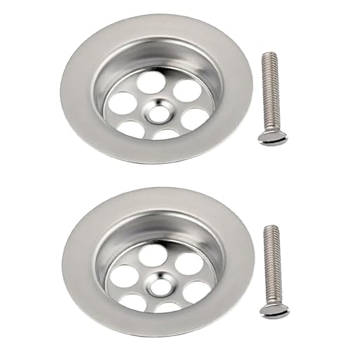 2 Pack Stainless Steel Overflow Drain Cover 2.76in/70mm Sink Drainer Plug Hair Catcher Bathtub Hole Cover with Screws Drain Filter Stopper for Hair and Food Debris