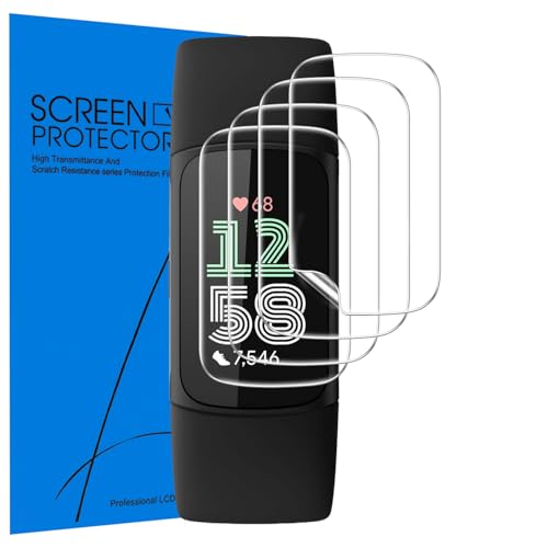 Luckyrichrui 6 Pack for Fitbit Charge 5/6 Screen Protector. Self-Healing TPU Screen Film Anti Scratch HD Touch Sensitive Upgrade Flexible Film for Fitbit Charge 5/6 Smartwatch