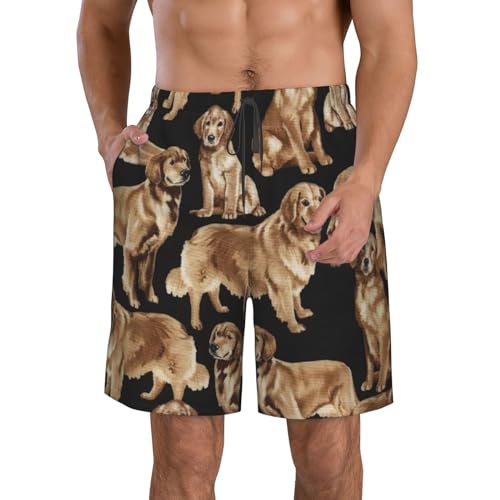Limpac Golden Retrievers Men's Swim Trunks Quick Dry Shorts for