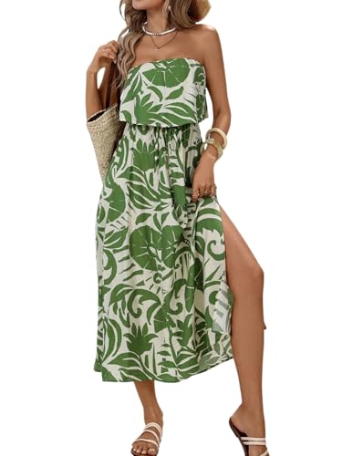 Image of Women's Ruffle Floral Maxi Summer Casual Dress Off Shoulder Wedding Guest Slit Hem Beach Prom Dresses