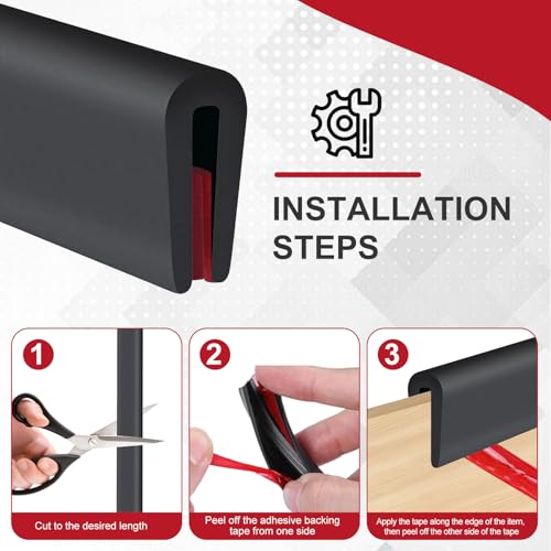 Kantenschutz Blech U-förmige, Selbstklebend Gummidichtung, EPDM Kantenschutzprofil, Fassungsprofil Kantenschutzprofil, Gummi Kantenschutz für Bleche, Autotüren, Metallplatten, Glasplatten (Länge 3 M)