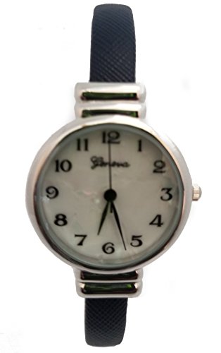 Geneva Navy Blue Quartz Snake Skin Style Bangle Cuff Watch Mother Of Pearl Face #TOP26