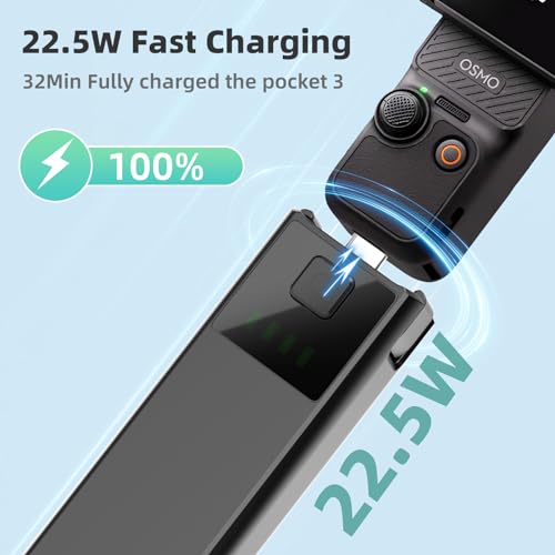 Image of 5000mAh Battery Handle Compatible with DJI osmo Pocket 3 | Portable osmo Pocket 3 Battery Handle, Reserved 1 /4 inch Thread, 22.5W Fast Charging