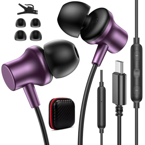 USB C Headphones for iPad A16 11 10 Noise Canceling in-Ear Wired Earbuds with Mic Volume Control Type C Earphone for iPhone 17 Pro Max 16e 16 15/Samsung S26 S25 S24 S23 Flip A17/Pixel 9 9a 10/Android