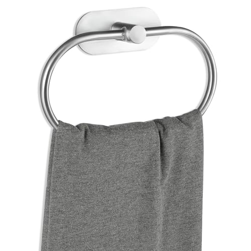 Miniatura 5 de Toallero De Anillo Cepillado De Acero Inoxidable 304 - Soporte De Pared Sin Taladrar Para Papel Higiénico Y Toallas De Baño Plata