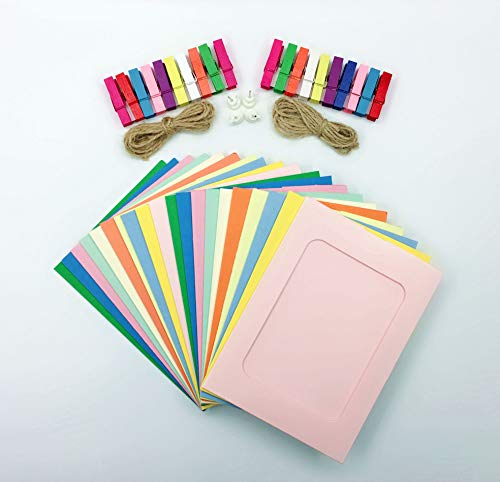 Woaiwo-q 20 Pack Wall Deco DIY Paper Photo Frame with Mini Clothespins - Fits 4