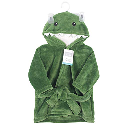 Image of Hudson Baby Unisex Baby Plush Animal Face Bathrobe, Dinosaur, 0-9 Months