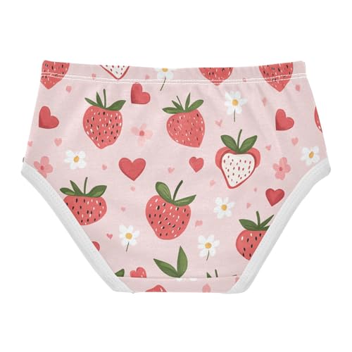 Wusikd Strawberry Cute Girls' Underwear Cotton Pink Hearts Girls Briefs Soft Toddler Underwear 2T2