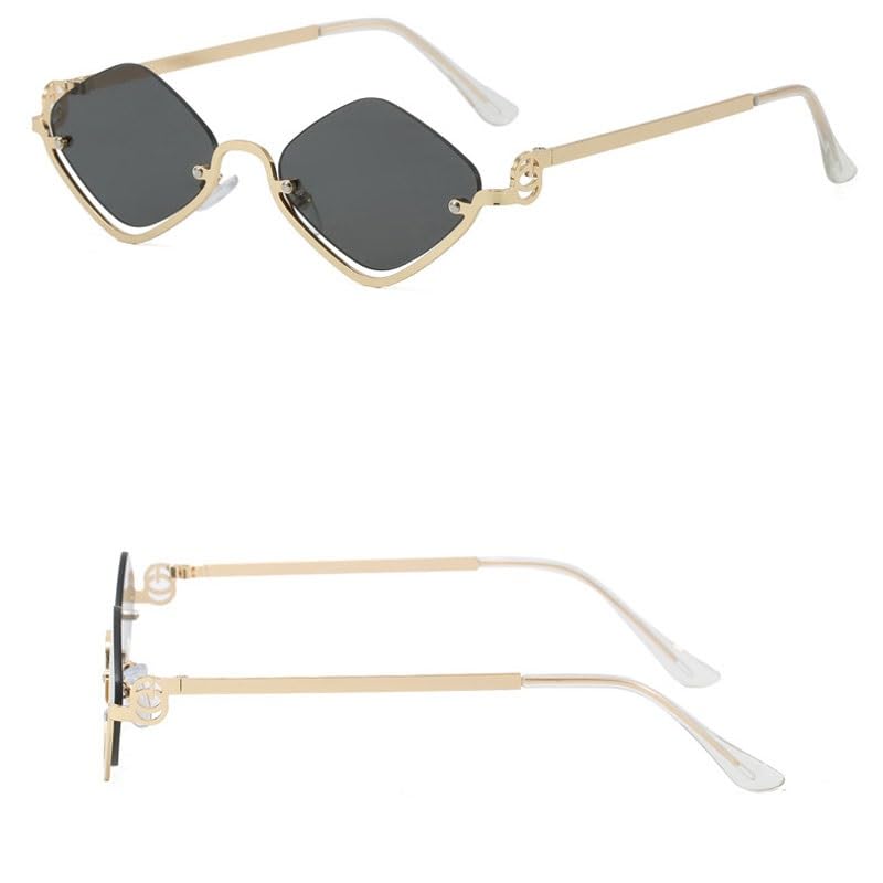 Back-to-school Retro Sunglasses For Men And Women | Small Diamond-shaped Glasses | UV 400-resistant Metal Half-frame3