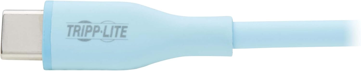 Tripp Lite Safe-IT USB-A to USB-C Charge Cable for iPhone iPad Android & More, Male-to-Male, 60W Charging, Ultra-Flexible, MFi Certified, Light Blue, 3 Feet / 0.9M, 2-Year Warranty (U038AB-003-S-LB)