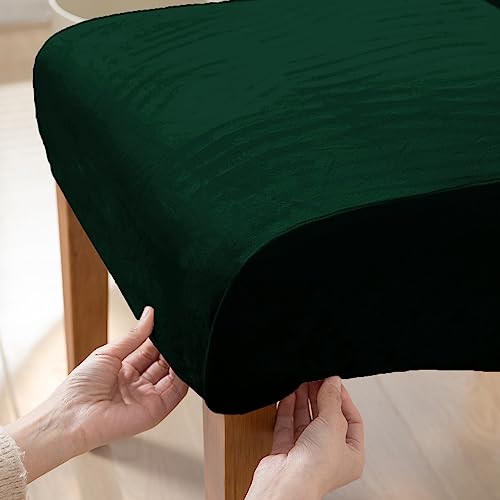 Image of HOKIPO Velvet Chair Covers for Long Back Dining Chair, Set of 1, Hunter Green (AR-4760-HGR)
