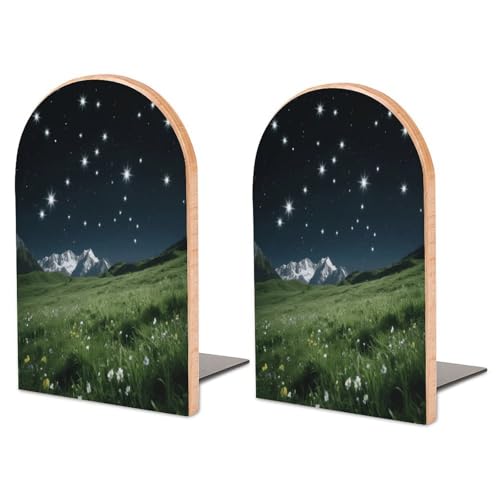 Sujetalibros de madera Alpine Meadow Stars organizador ideal para estanterías de oficina 2