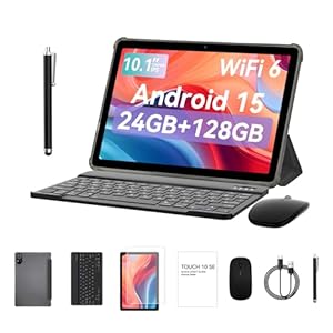 GOZZGEAR Tablet 10 Inch| 24 GB| 128GB ROM(TF 2TB)| Android 15| 4-1 android tablets| Five-core| WiFi 6| 5G WiFi| 8000 Mah|Tablet PC with Keyboard| Mouse| Case| Stylus| 2-Year Warranty (Gray, L)
