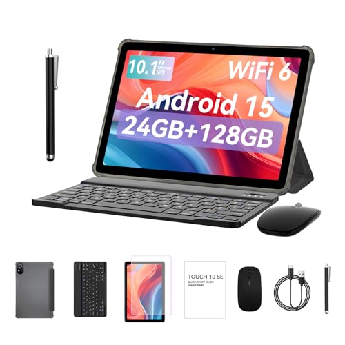 GOZZGEAR Tablet 10 Inch| 24 GB| 128GB ROM(TF 2TB)| Android 15| 4-1 android tablets| Five-core| WiFi 6| 5G WiFi| 8000 Mah|Tablet PC with Keyboard| Mouse| Case| Stylus| 2-Year Warranty (Gray, L)