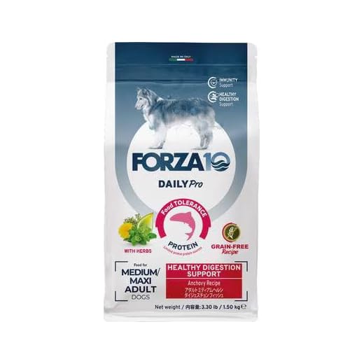 Forza10 – DailyPro Dry Dog Food for Medium Adult Dogs, Vet Formulated Dog Food for Digestive Support & Food Tolerance, Anchovy Recipe, Non-GMO, Made in Italy (3.3 lb)