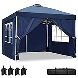 Proporcione un espacio espacioso - este carpas plegables de 3x3 m tiene 3 alturas ajustables: 186 / 196 / 206 cm. Proporciona un mejor y rápido toldo temporal para 6 - 8 personas. Lo suficientemente grande como para cubrir una mesa de picnic / comedor.