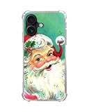 GialCenik Retro Vintage Christmas Santa Claus Case for iPhone 17, Cute Cartoon Kawaii Winter Christmas Santa Cover for iPhone 17, Trendy TPU Bumper Cover Case