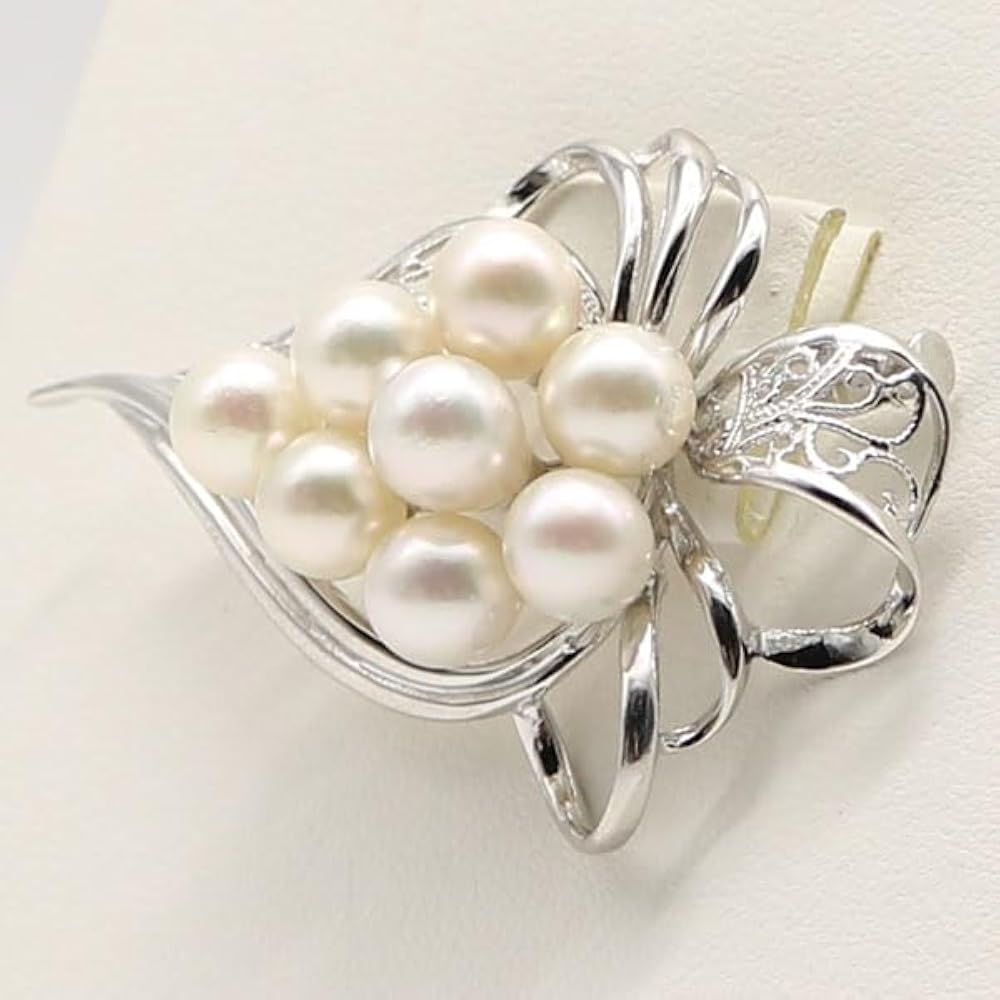 Amazon | 真珠 パール ブローチ あこや真珠 パールブローチ 7mm-7.5mm