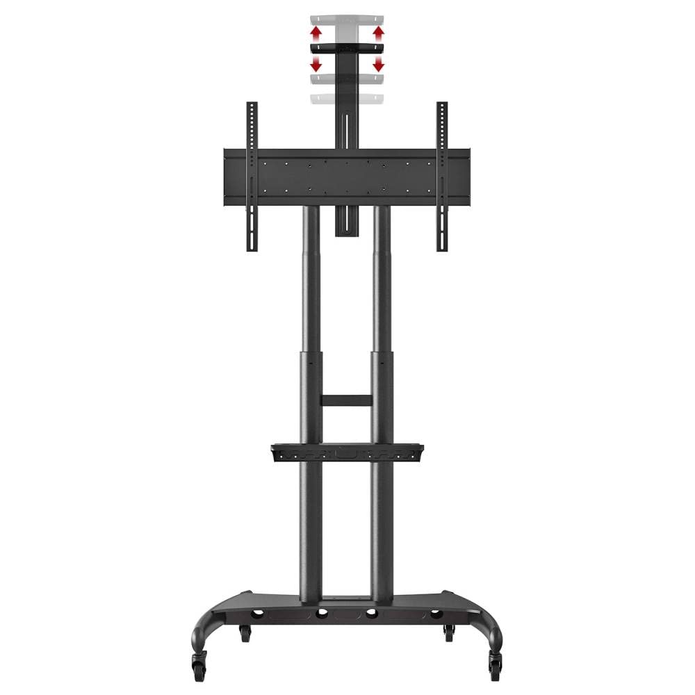 Ergosolid Pied Pivotant et Réglable en Hauteur de 55 à 80 Pouces Chariot TV Meuble Télé Support avec Roulette VESA Max de 800 x 500 mm Capacité Max de 90,9 kg, Noir