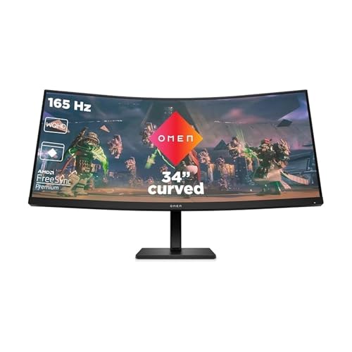 HP OMEN 34c– Monitor Gaming de 34' WQHD 3440 x 1440 a 165 Hz, 21:9, 1ms HDMI Antirreflejo, AMD...