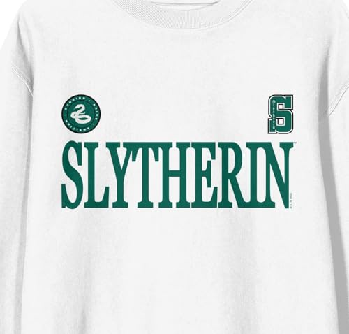Bioworld Harry Potter Slytherin Mascot Adult White Crew Neck Long Sleeve Sweatshirt2